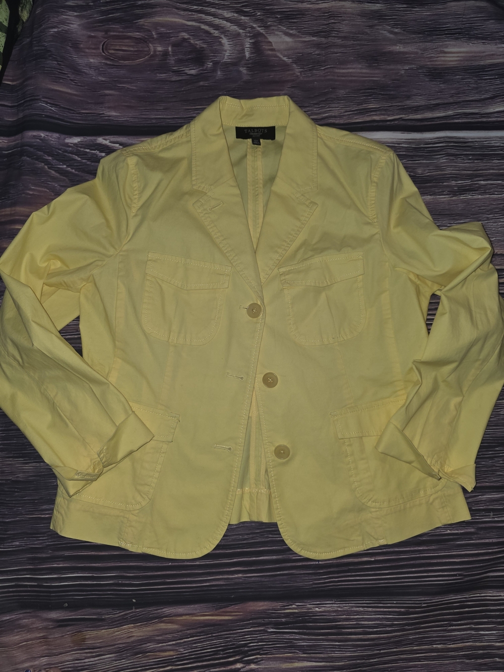 Talbots Bright Yellow Cotton Blazer Jacket